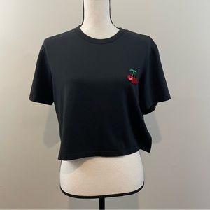 Adidas by Her Studio London Black Cherry Cropped T Shirt Size L